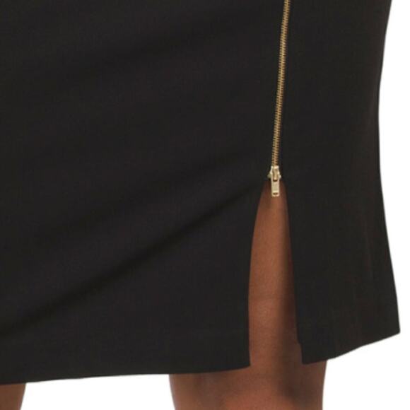 NWT TAHARI ASL Women's Asymmetrical Neck Zip Front Slit Sheath Midi Dress - Picture 3 of 8